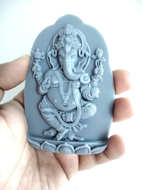 Hindu god Ganesha Lotus Sitting Hindu Festive Idol Sculpture Decoration Worship Silicone Pattern Moulds 500GMS